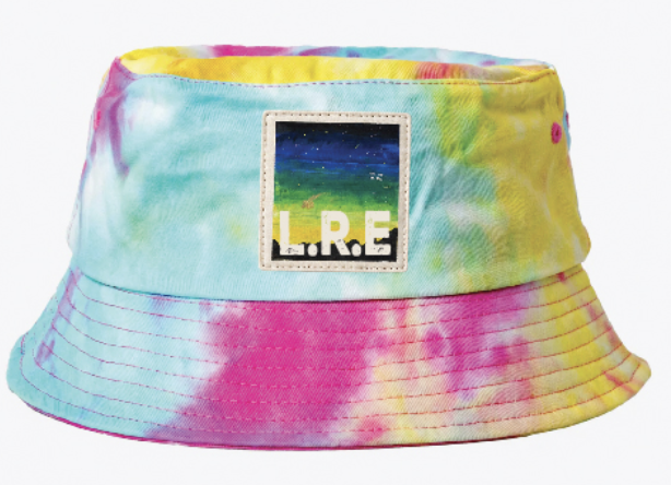 Custom bucket hat design detail from landscape artwork