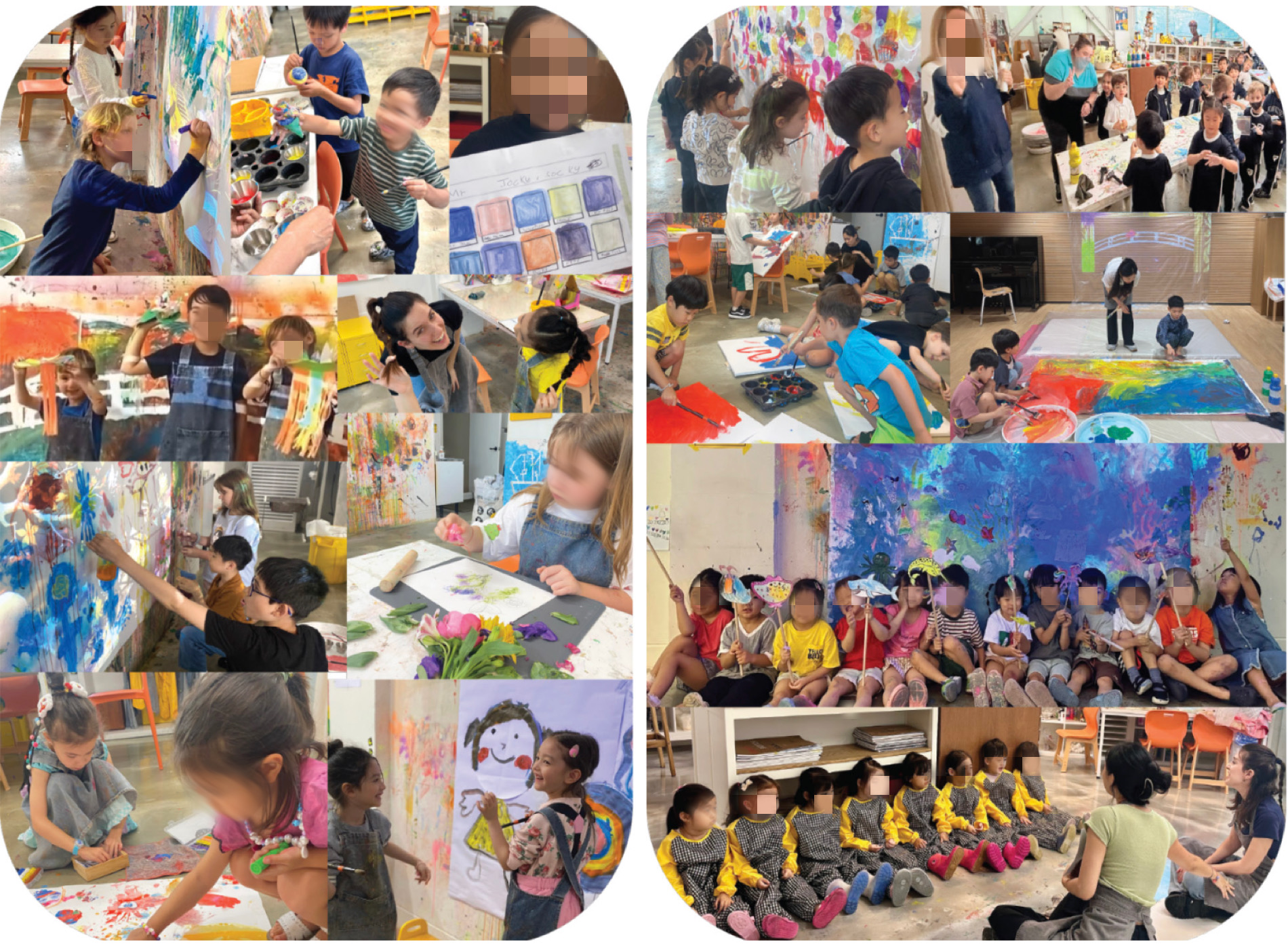 Children creating art together at Lalla workshops