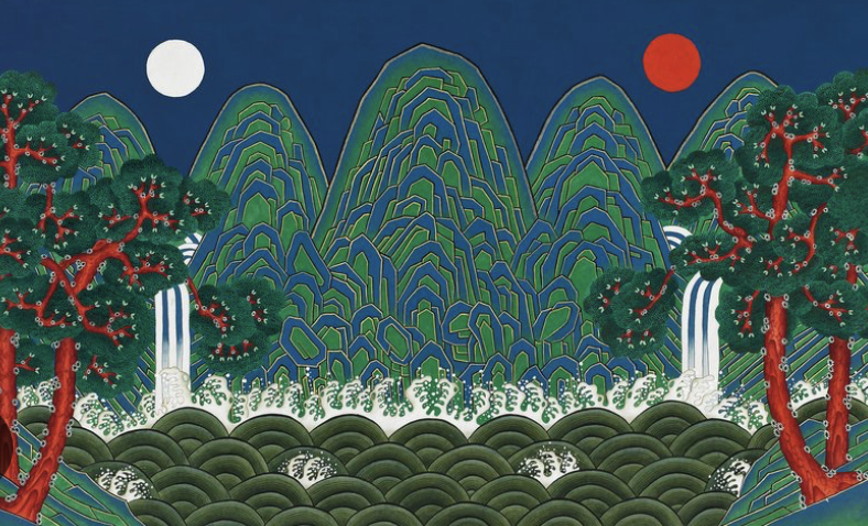 Irworobongdo sun, moon and five peaks motif reference