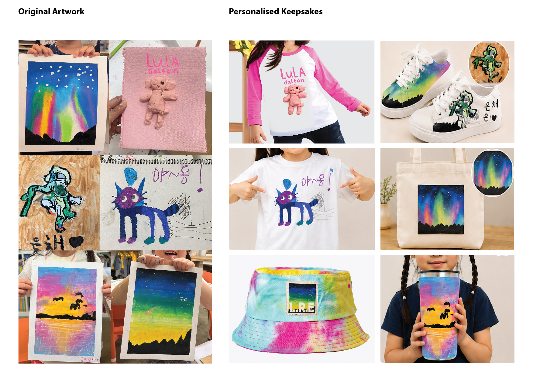 Your child's artwork transformed into personalised keepsakes